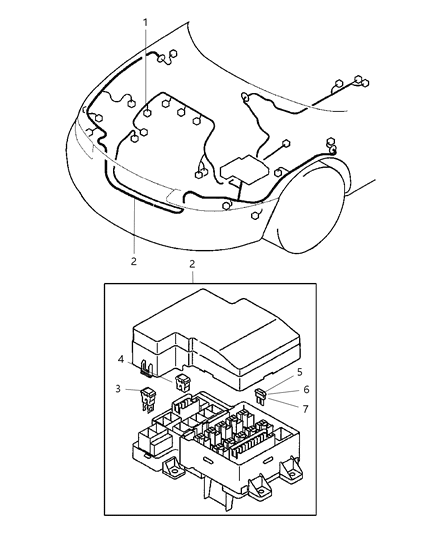 1998 Chrysler Sebring Coupe Wiring - Engine & Related Parts Diagram