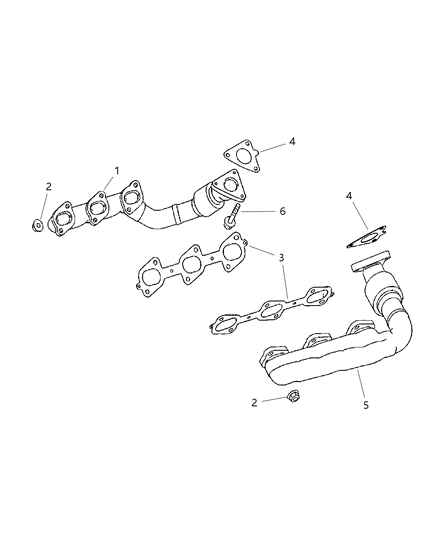 2008 Dodge Sprinter 3500 Exhaust Manifolds & Heat Shields Diagram 1