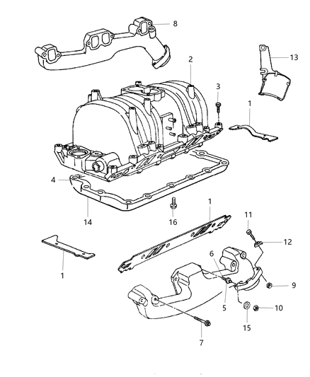 1999 Dodge Durango Manifold - Intake & Exhaust Diagram 2