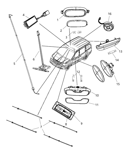 2009 Dodge Grand Caravan Lamp-Door Diagram for 1GW91ES3AA