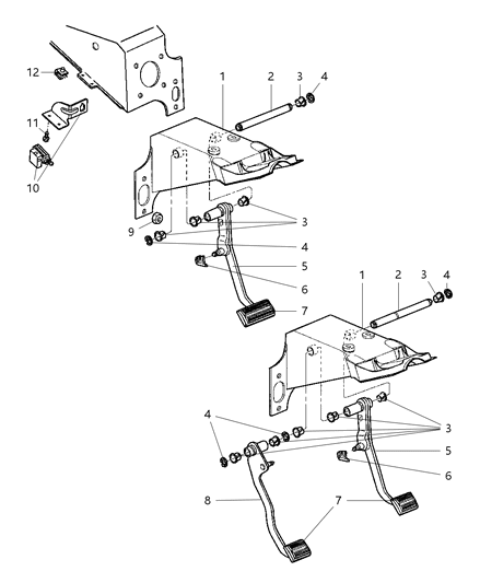 2004 Dodge Dakota Pedals - Brake & Clutch Diagram