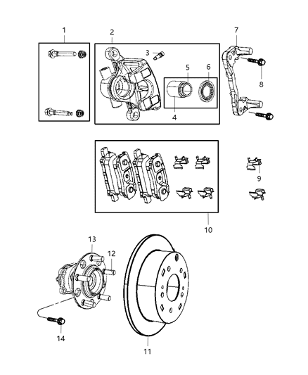 2012 Chrysler 200 Brakes, Rear, Disc Diagram