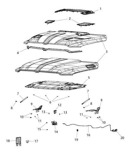 2021 Ram 1500 STRIKER-Hood Latch Diagram for 68235434AA