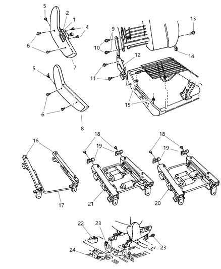 1997 Jeep Grand Cherokee Recliner & Seat Track - Front Seat Diagram