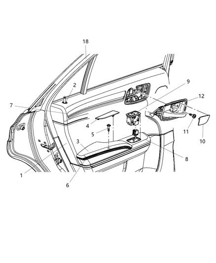 2016 Chrysler 300 Rear Door Trim Panel Diagram