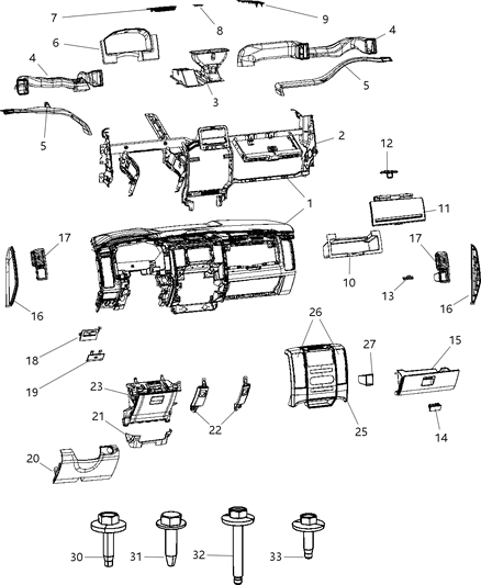 2009 Dodge Ram 1500 CUPHOLDER-Instrument Panel Diagram for 1PA20DK2AA