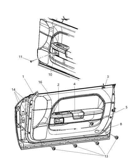 2009 Dodge Challenger Panel-Front Door Trim Diagram for 1ML531DVAB