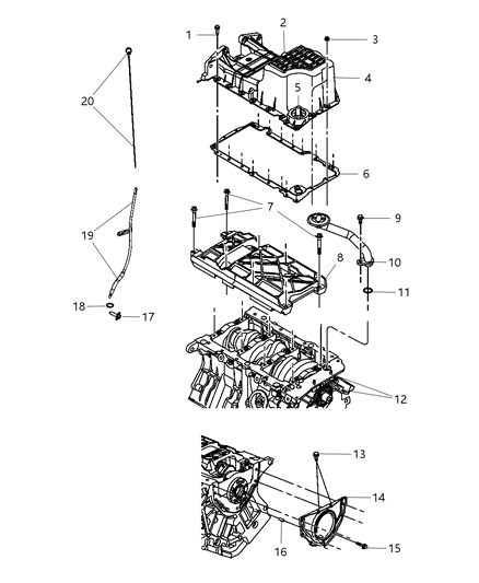 2010 Chrysler 300 Engine Oil Pan & Engine Oil Level Indicator & Related Parts Diagram 2