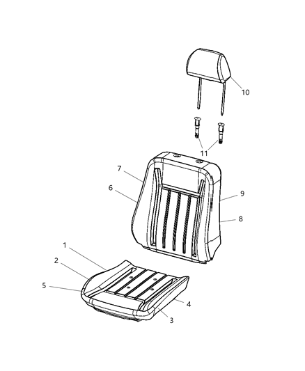 2005 Chrysler 300 Front Seat Cushion Cover Diagram for 1AN961D1AA