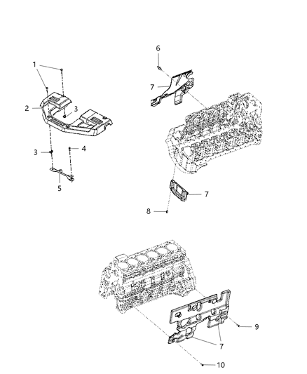 2012 Ram 2500 Engine Cover Heat / Noise Shields Diagram