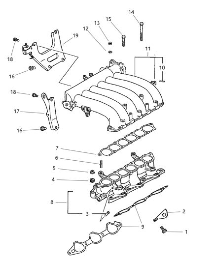 1997 Chrysler Sebring Manifolds - Intake & Exhaust Diagram 4