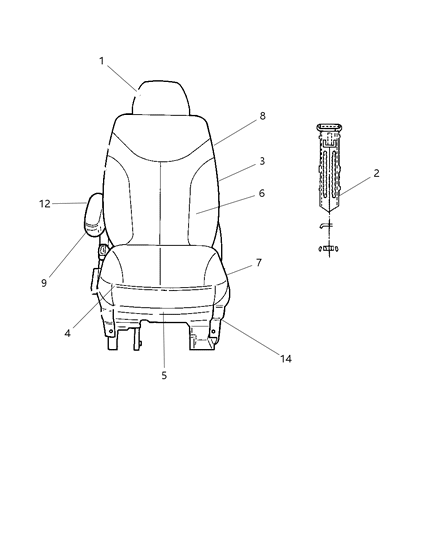 2008 Dodge Grand Caravan Cover-Front Seat Cushion Diagram for 1LD571D5AA