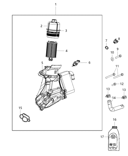 2020 Jeep Wrangler Gasket-Oil Filter Housing Diagram for 68505111AA