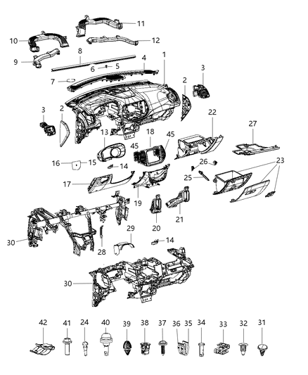 2018 Jeep Compass Duct-Center Distribution Diagram for 68280457AA