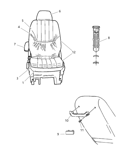 2000 Dodge Grand Caravan Front Seat Cushion Cover Diagram for ST331K5AA