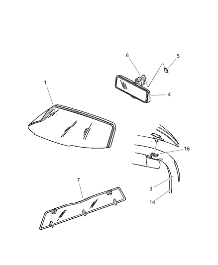 2000 Dodge Viper WEATHERSTRIP-A-Pillar To Roof Diagram for 4848305AG