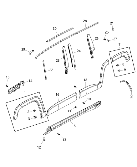 2017 Jeep Renegade Molding-Side SILL Diagram for 6KD94UECAA