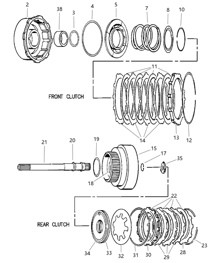 1999 Jeep Wrangler Clutch, Front & Rear Diagram 2