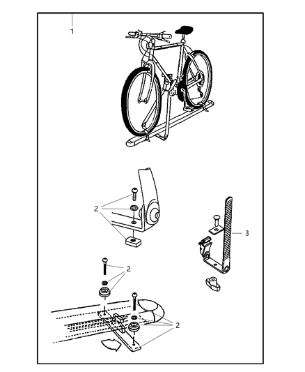 2007 Jeep Compass Bike Carrier - Roof - Upright Mount Diagram