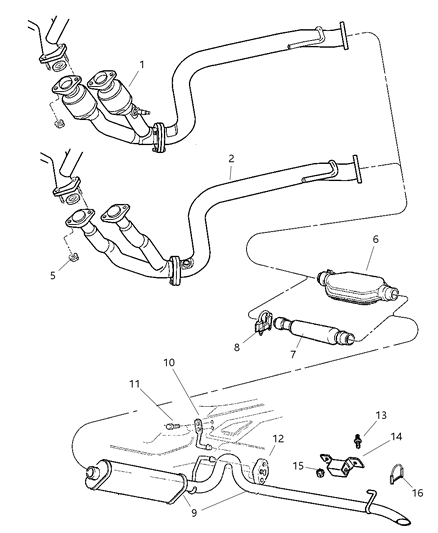 2001 Jeep Cherokee Converter-Exhaust Diagram for 52101112AF