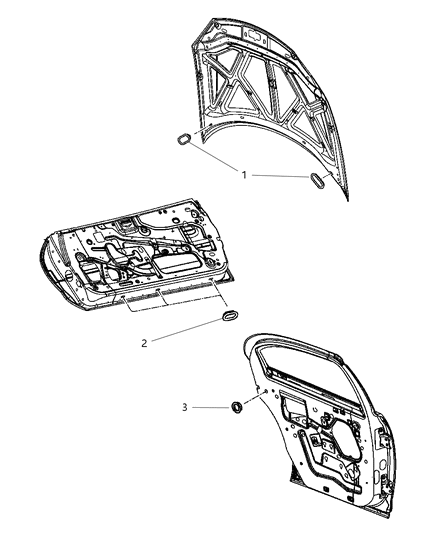 2001 Chrysler Sebring Plugs - Hood & Rear Door Diagram