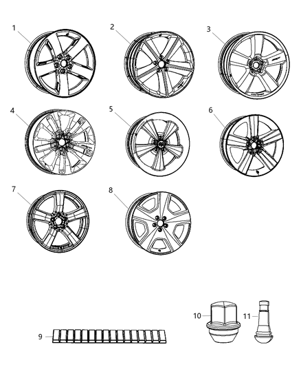 2013 Dodge Challenger Wheels & Hardware Diagram