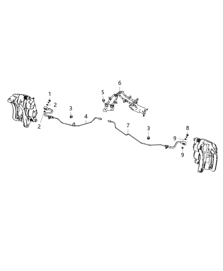 2020 Ram 5500 Brake Tubes & Hoses, Rear Diagram
