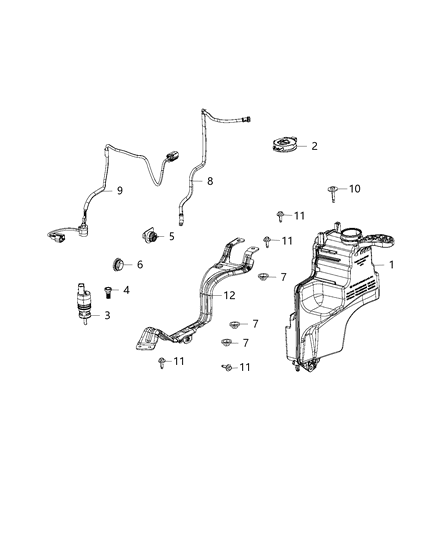 2020 Jeep Wrangler Reservoir-Windshield Washer Diagram for 68384283AB