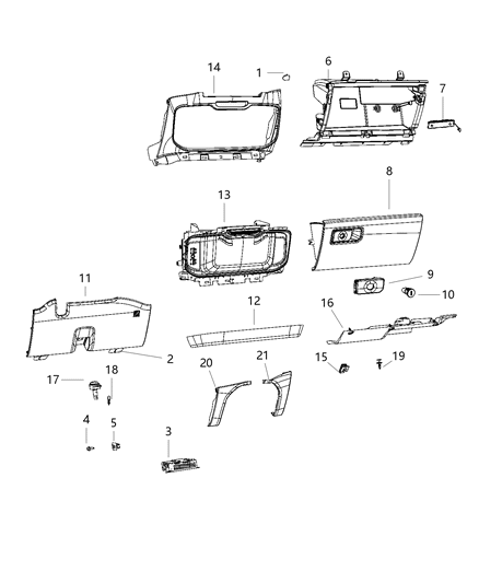 2021 Ram 1500 Drawer-Instrument Panel Diagram for 7CZ56RN8AA