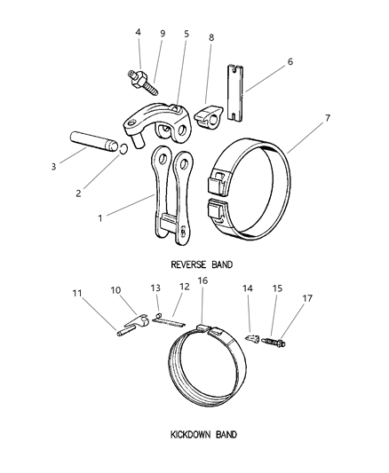 1998 Dodge Ram 1500 Bands, Reverse & Kickdown With Linkage Diagram 2