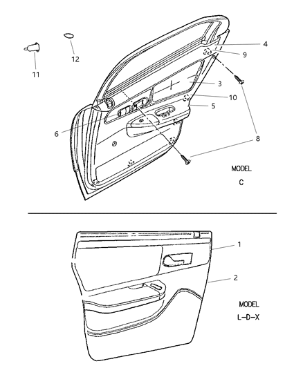 1997 Chrysler Concorde Door Panel - Rear Diagram