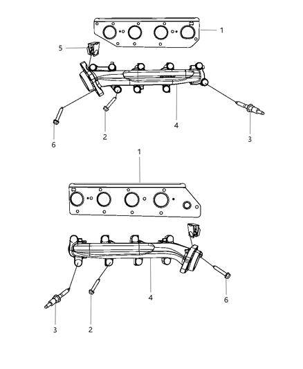 2008 Jeep Grand Cherokee Exhaust Manifold & Exhaust Manifold Heat Shield Diagram 3