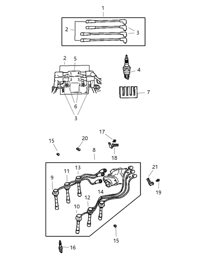 1999 Chrysler Sebring Coupe Spark Plugs, Cables & Coils Diagram