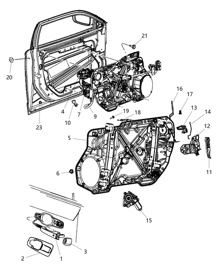 2018 Chrysler 300 Front Door, Hardware Components Diagram