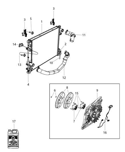 2014 Dodge Challenger Radiator & Related Parts Diagram 1