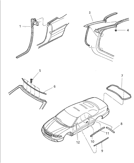 1999 Chrysler Sebring Weatherstrips Diagram