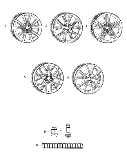 2015 Dodge Durango Aluminum Wheel Diagram for 5NL76CDMAA