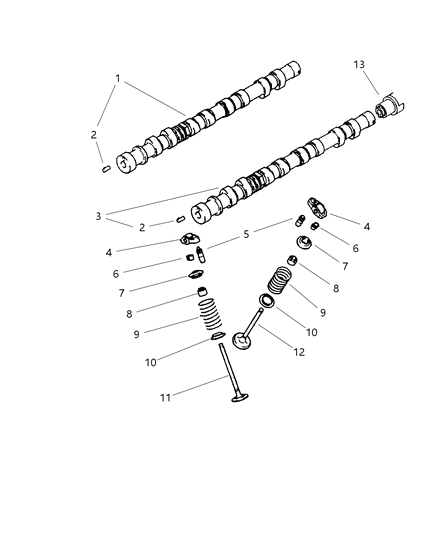 1997 Chrysler Sebring Coupe Camshaft & Valves Diagram 1