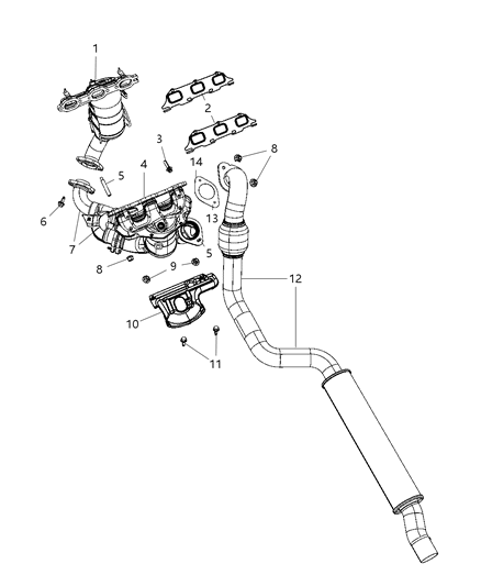 2007 Chrysler Sebring Exhaust Manifolds & Mounting & Components & Turbo Charger Diagram 4