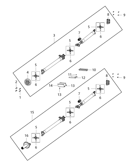 2016 Ram 3500 Rear Drive Shaft Replaces Diagram for 5146495AC