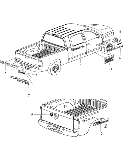 2007 Dodge Ram 3500 Pickup Nameplates Diagram