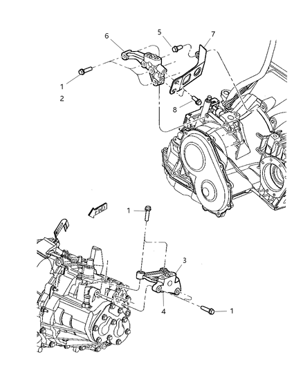 2005 Chrysler PT Cruiser Engine Mount - Brackets Diagram