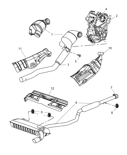 2009 Dodge Caliber Exhaust System Diagram 1