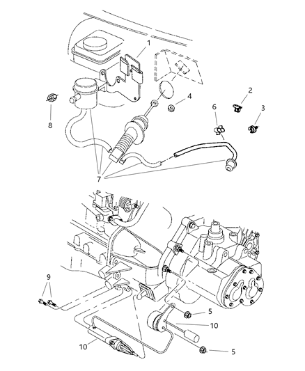 1997 Dodge Neon Controls, Master Cylinder & Slave Cylinder, Hydraulic Clutch Diagram