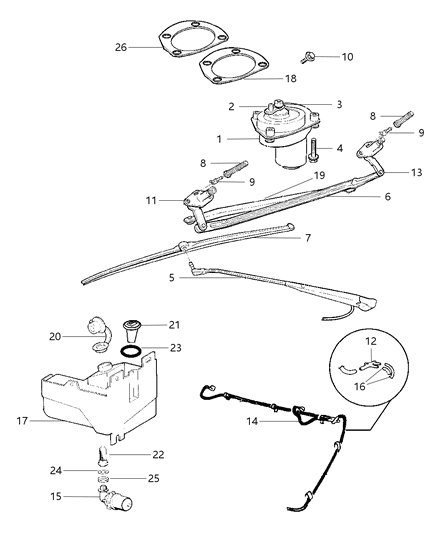 1997 Dodge Ram Wagon Blade Wiper Diagram for 55076885AA