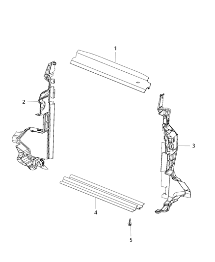 2017 Chrysler Pacifica Radiator Seals, Shields, Baffles, And Shrouds Diagram