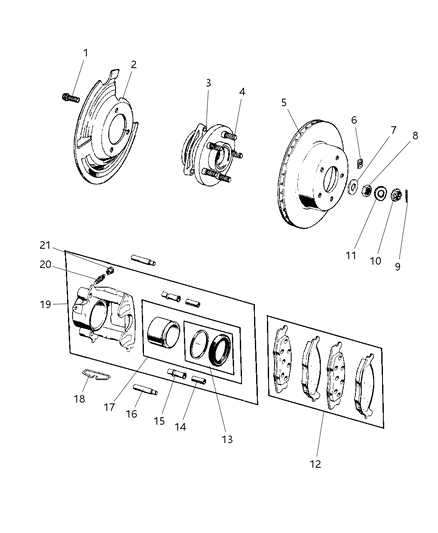 1997 Jeep Cherokee Front Disc Brake Pad Kit Diagram for 4778058AC