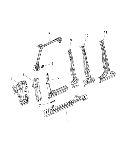 2020 Jeep Gladiator A Pillar Inner Diagram for 68436310AC