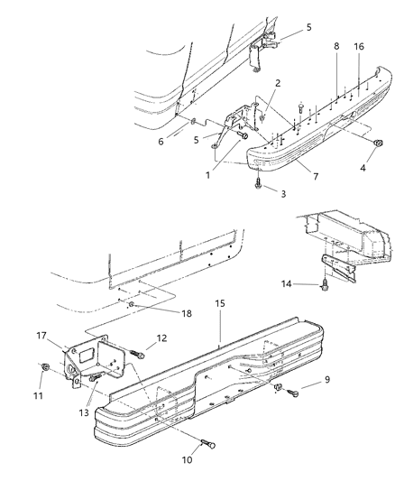 2003 Dodge Ram Van Bumper-Rear Diagram for 55234668AB