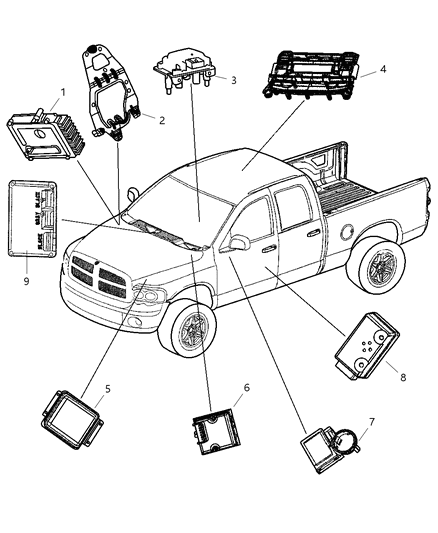 2003 Dodge Ram 2500 Air Bag Control Module Diagram for 56043135AC